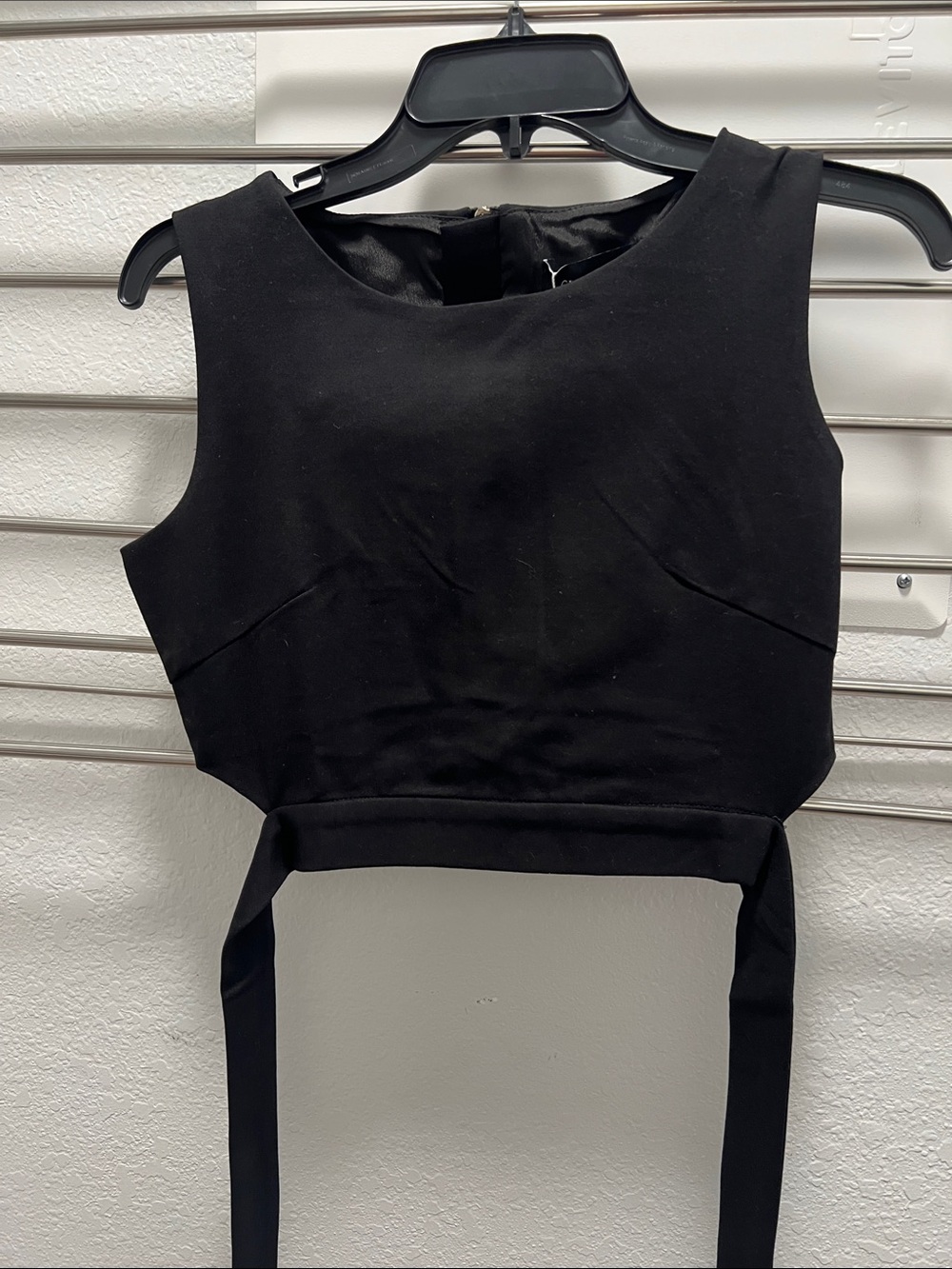 Chicwish Black Sleeveless Cropped Top with Waist Ties